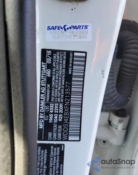 2015 Mercedes-Benz Cla 250 z USA, uszkodzony, nr VIN WDDSJ4EBXFN213577